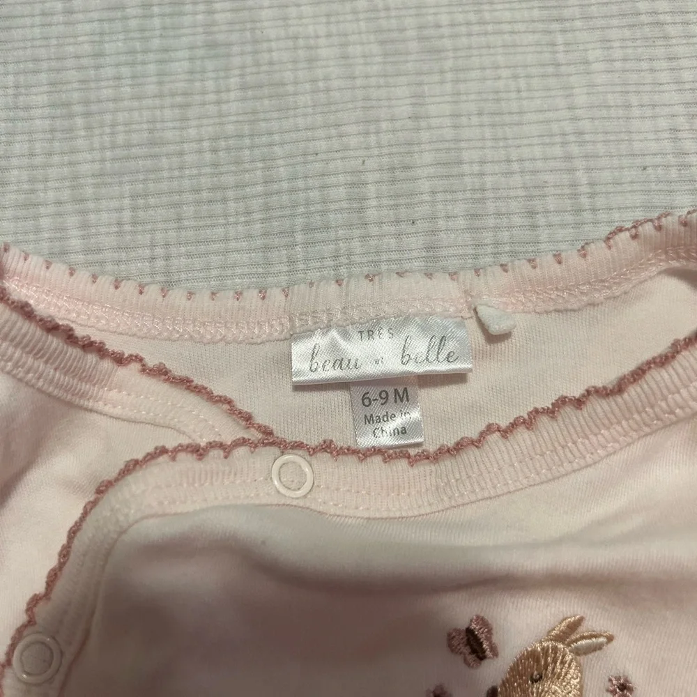 Baby Girl Clothes Twins Pink Deer Sleeper Footie Size‎ 6-9 Months - Picture 3 of 4